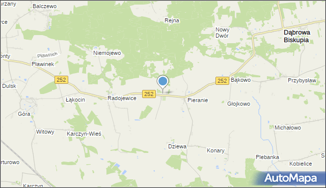mapa Sobiesiernie, Sobiesiernie gmina Dąbrowa Biskupia na mapie Targeo
